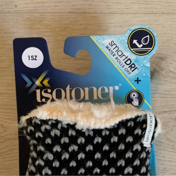Isotoner Black and Red Knit Mittens - Picture 3 of 7